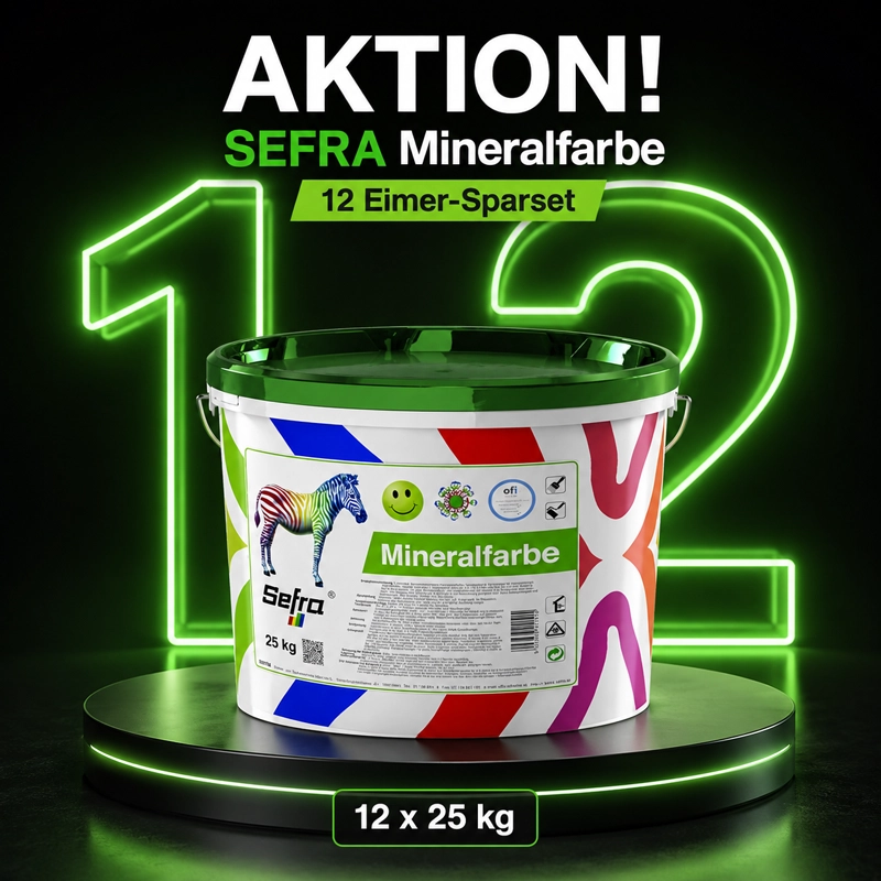 Aktion 12 x 25 kg Sefra Mineral-Innenwandfarbe weiß