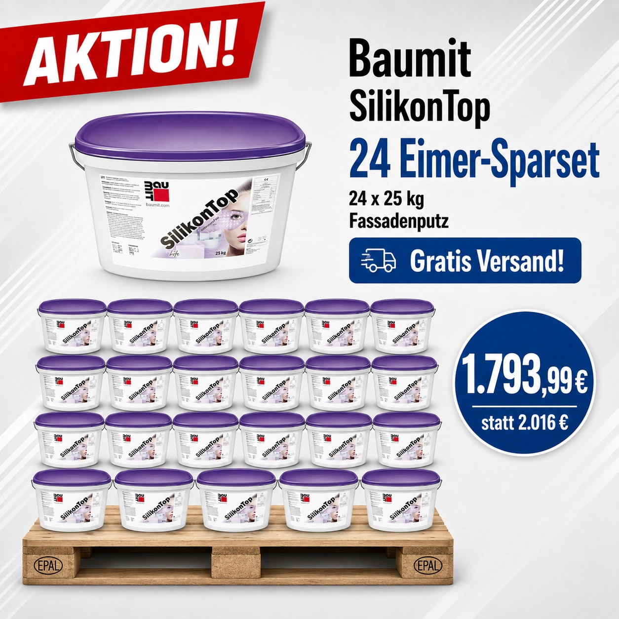 Aktion 24 x 25 kg Baumit SilikonTop 25kg weiß