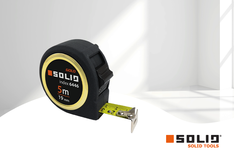 SOLID Rollmaßband - Rollmeter 5m / 25mm Gold 