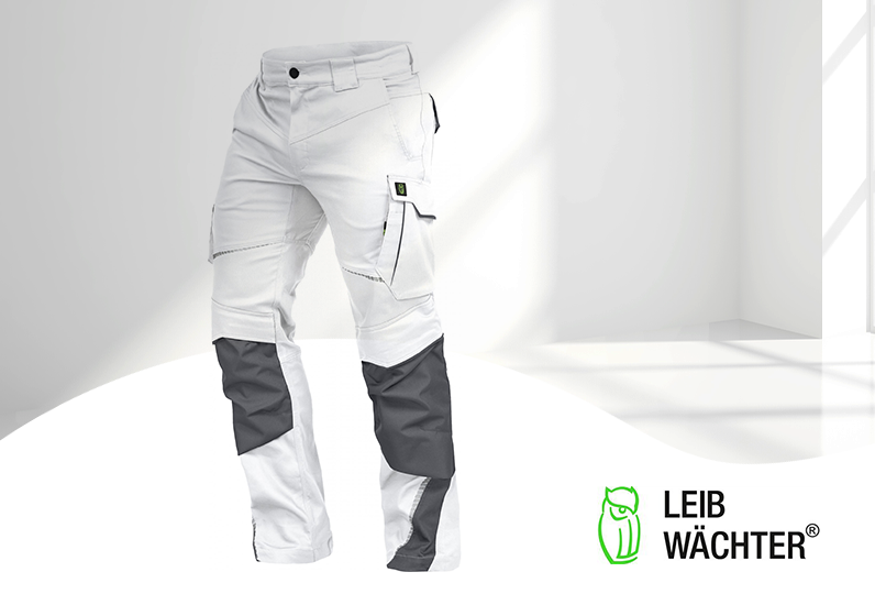 Leibwächter Arbeitshose - Bundhose Flexline weiß/grau