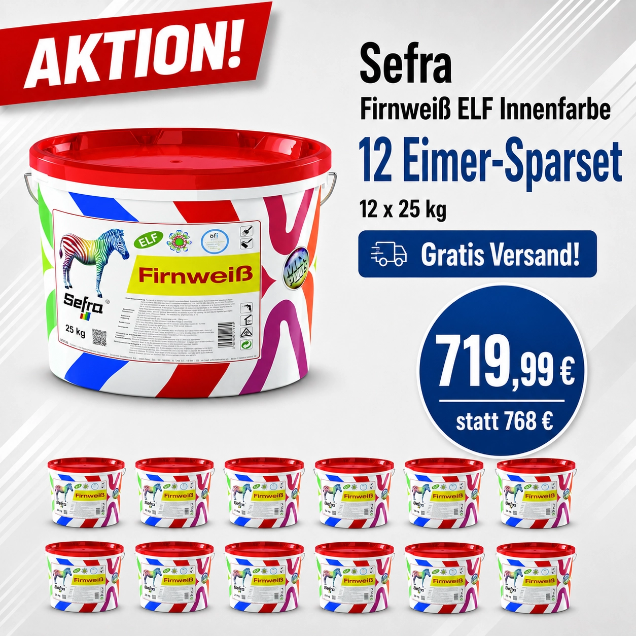Aktion 12 x 25 kg SEFRA Firnweiß ELF weiß