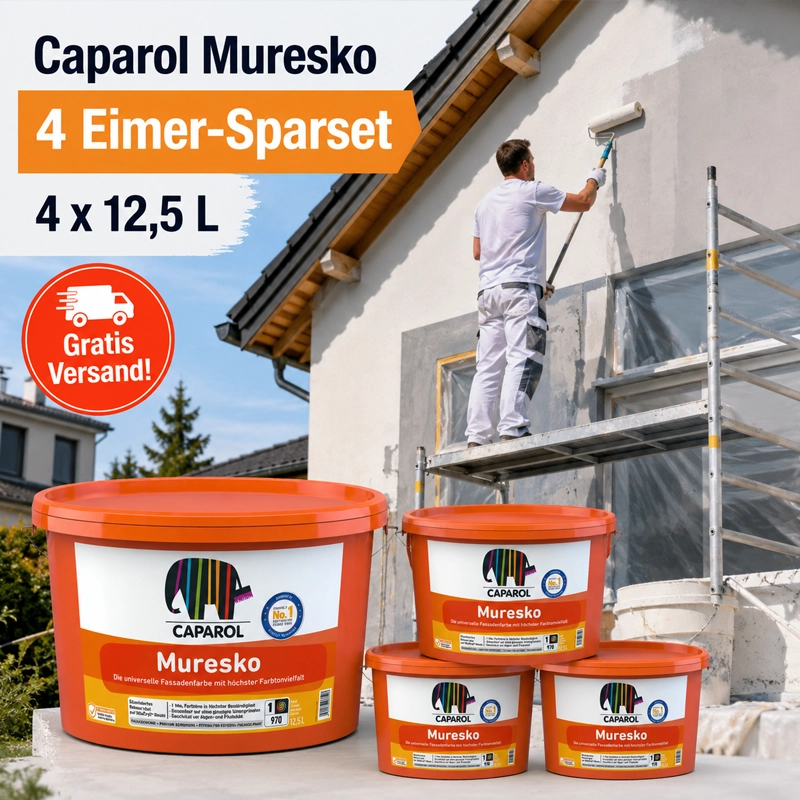 Aktion 4 x 12,5 l Caparol Synthesa Muresko Fassadenfarbe weiß