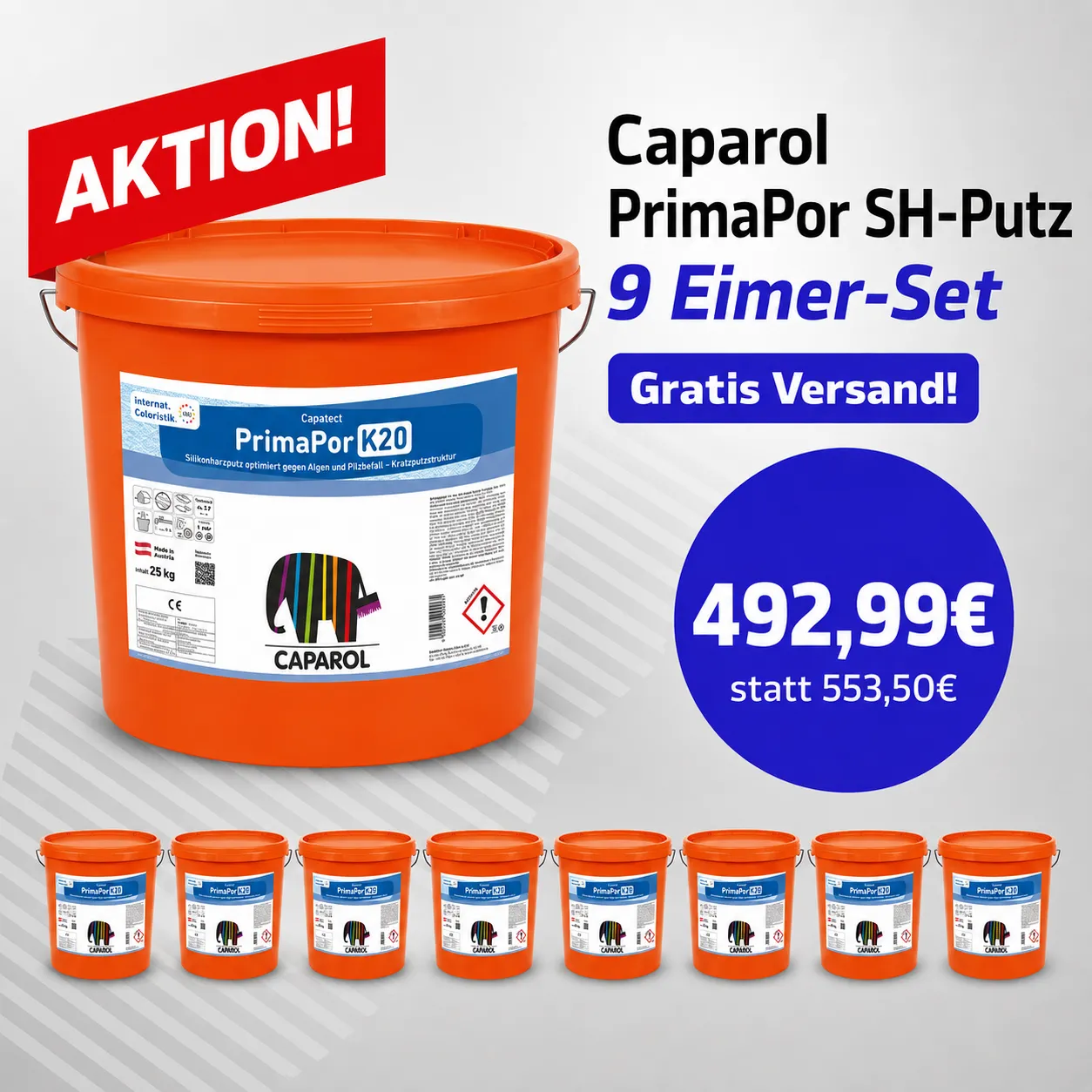 Aktion 9 x 25kg Caparol PrimaPor 25 kg weiß (Capatect)