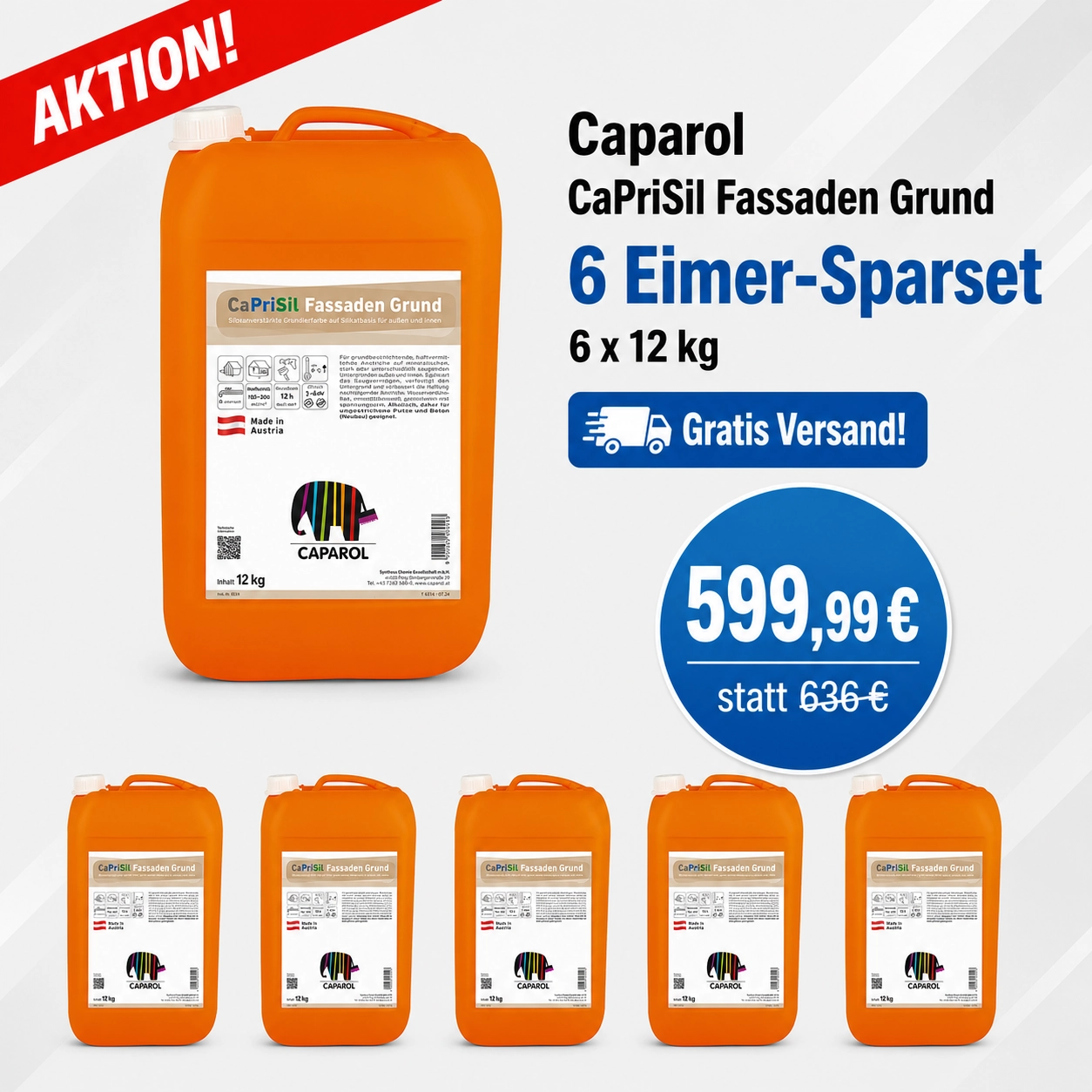 Aktion 6 x 12 kg Caparol CaPriSil Fassaden Grund 12 kg (Synthesa)