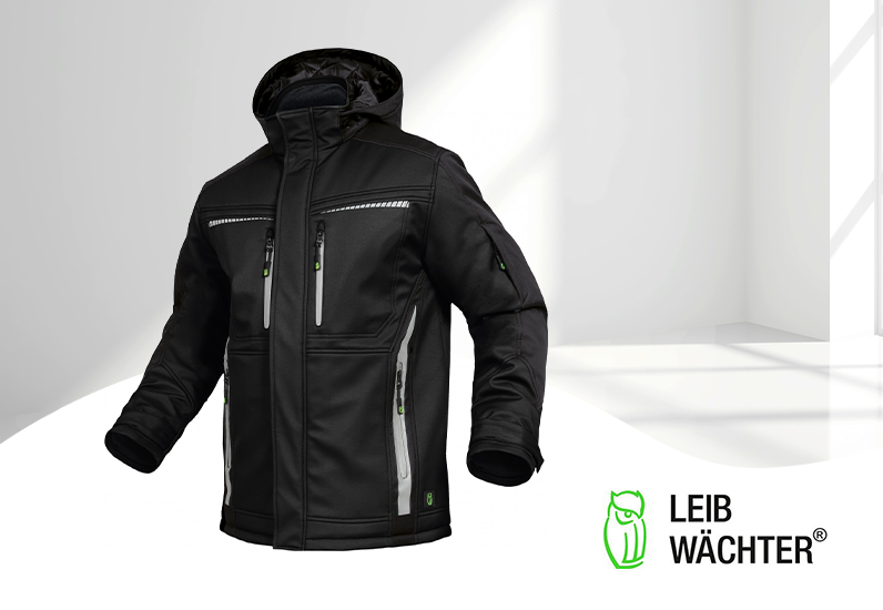Leibwächter Premium Winter-Softshelljacke schwarz